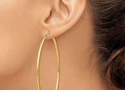 14k Polished Round Tube Hoop Earrings (Style TF550)