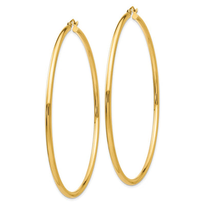 14K Polished Round Tube Hoop Earrings