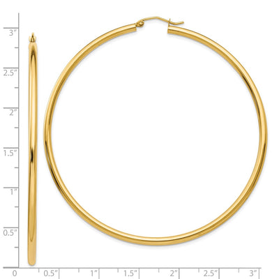 14K Polished Round Tube Hoop Earrings