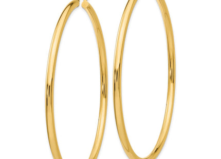 14k Polished Round Tube Hoop Earrings (Style TF552)