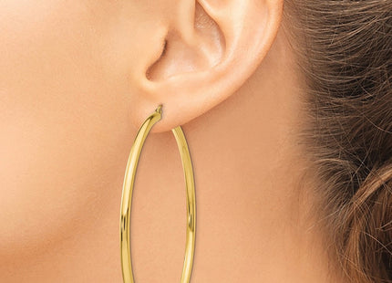 14k Polished Round Tube Hoop Earrings (Style TF552)