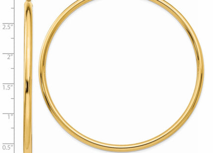 14k Polished Round Tube Hoop Earrings (Style TF552)
