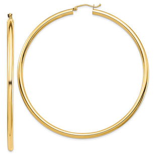14k Polished Lightweight Round Tube Hoop Earrings (Style TF552L)