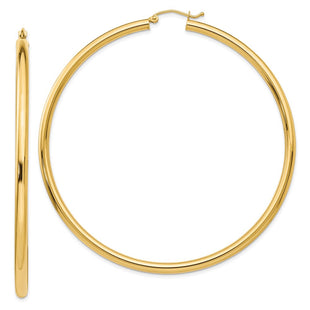 14k Polished Round Tube Hoop Earrings (Style TF552)