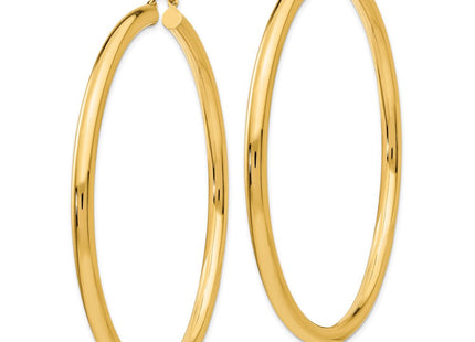 14k Polished Round Tube Hoop Earrings (Style TF553)