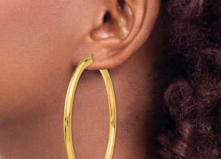 14k Polished Round Tube Hoop Earrings (Style TF553)