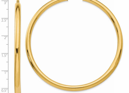 14k Polished Round Tube Hoop Earrings (Style TF553)