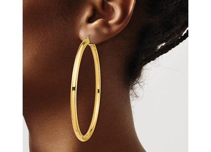 14k Polished Lightweight Round Tube Hoop Earrings (Style TF553L)