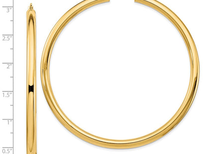 14k Polished Lightweight Round Tube Hoop Earrings (Style TF553L)