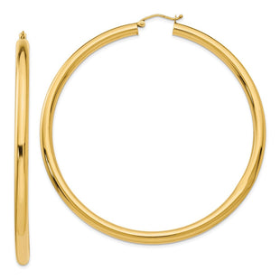 14k Polished Round Tube Hoop Earrings (Style TF553)