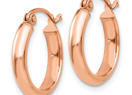 14k Rose Gold Hoop Earrings, 15 x 2.75mm