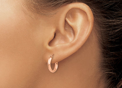 14k Rose Gold Hoop Earrings, 15 x 2.75mm