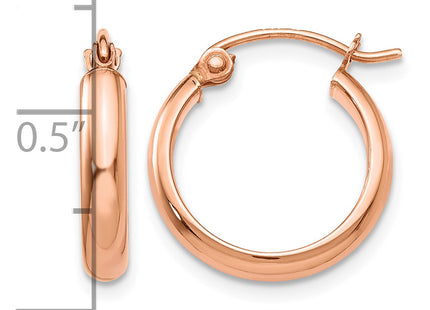 14k Rose Gold Hoop Earrings, 15 x 2.75mm