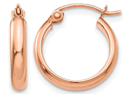 14k Rose Gold Hoop Earrings, 15 x 2.75mm