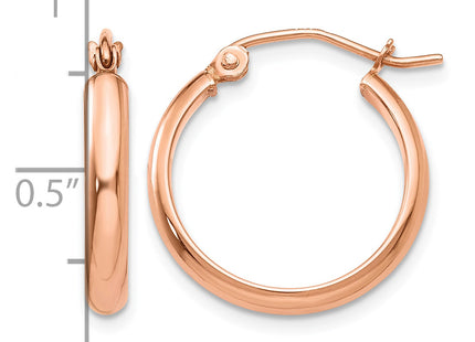 14k Rose Gold Hoop Earrings, 18 x 2.75mm