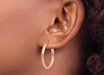 14k Rose Gold Hoop Earrings, 25 x 2.75mm