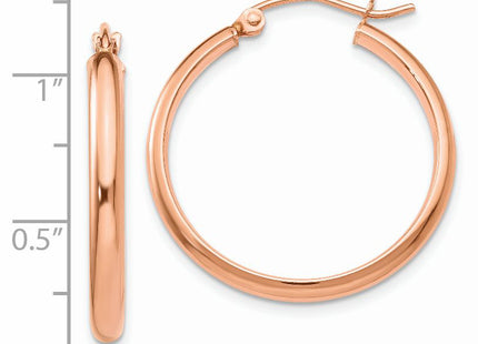 14k Rose Gold Hoop Earrings, 25 x 2.75mm