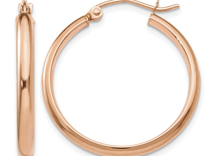 14k Rose Gold Hoop Earrings, 25 x 2.75mm