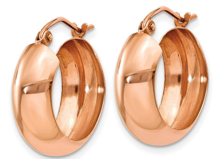 14K rose gold hoop earrings, alternate view
