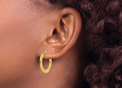 14K rose gold hoop earrings, another view