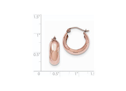 14K rose gold hoop earrings, further view