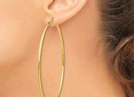 14k Polished Lightweight Round Tube Hoop Earrings (Style TF578)