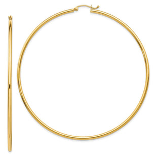 14k Polished Lightweight Round Tube Hoop Earrings (Style TF578)