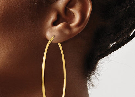 14k Polished Lightweight Round Tube Hoop Earrings (Style TF580)