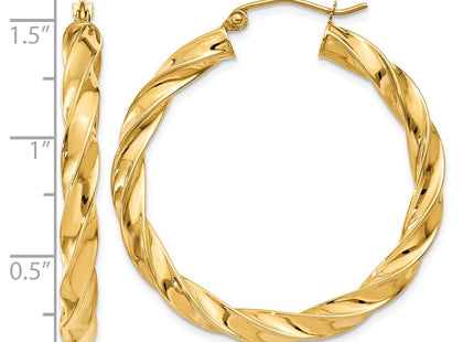 14K gold hoop earrings, further view
