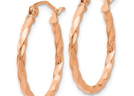 14k Rose Gold Twisted Hoop Earrings (Style TF604)