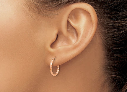 14K rose gold hoop earrings, another view