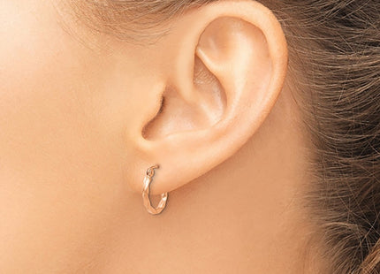 14K rose gold hoop earrings, another view