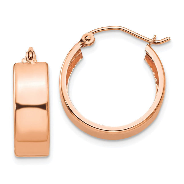 14k Rose Gold Polished Hoop Earrings, 16 x 5mm