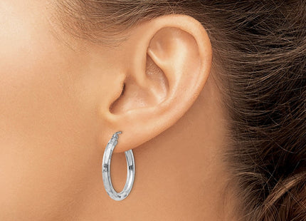 14K White Gold Diamond Cut Hoop Earrings (Style TF623)