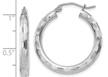 14K White Gold Diamond Cut Hoop Earrings (Style TF623)