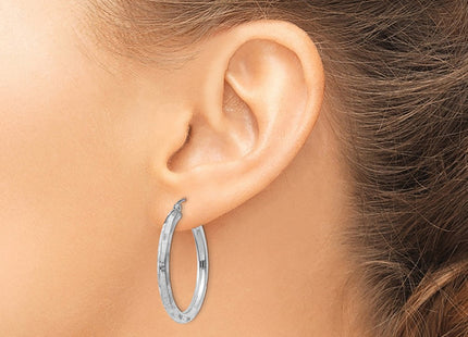 14K White Gold Diamond Cut Hoop Earrings (Style TF625)