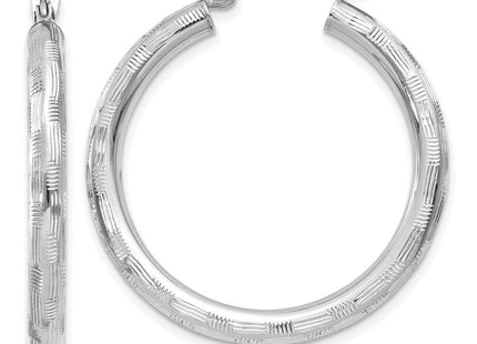 14K White Gold Diamond Cut Hoop Earrings (Style TF625)