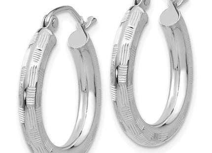 14K White Gold Diamond Cut Hoop Earrings (Style TF626)