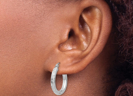 14K White Gold Diamond Cut Hoop Earrings (Style TF626)