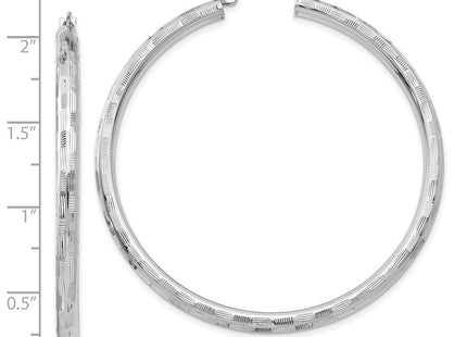 14K White Gold Diamond Cut Hoop Earrings (Style TF627)