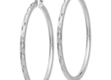 14K White Gold Diamond Cut Hoop Earrings (Style TF628)
