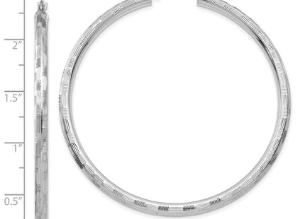 14K White Gold Diamond Cut Hoop Earrings (Style TF628)