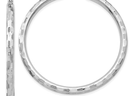 14K White Gold Diamond Cut Hoop Earrings (Style TF628)