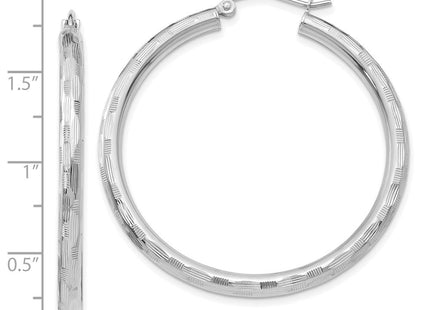 14K White Gold Diamond Cut Hoop Earrings (Style TF629)