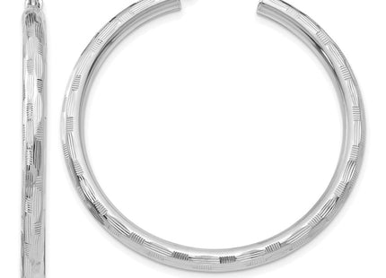 14K White Gold Diamond Cut Hoop Earrings (Style TF629)