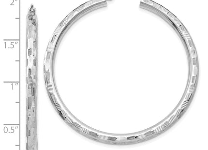 14K White Gold Diamond Cut Hoop Earrings (Style TF630)