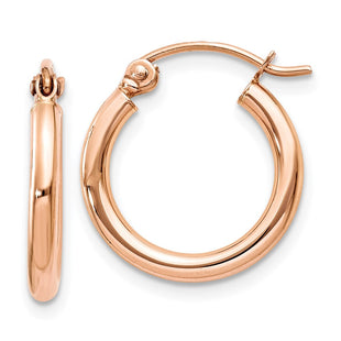 14k Rose Gold Polished Lightweight Tube Hoop Earrings (Style TF652)