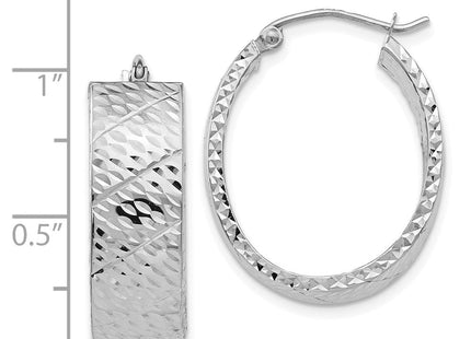 14K White Gold Diamond Cut Hoop Earrings (Style TF658)