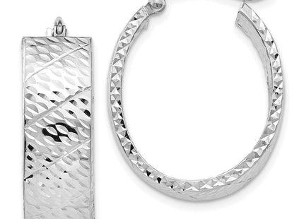 14K White Gold Diamond Cut Hoop Earrings (Style TF658)