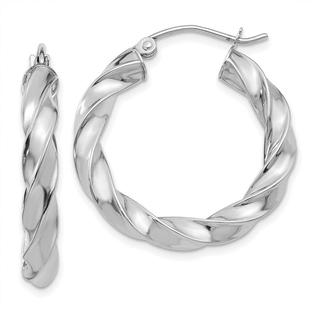 14k Two-tone Polished Twisted Hoop Earrings, 20 x 5mm